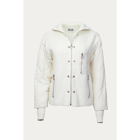 NEW AMYLYNN ash quilted padded removable shell jacket in white - Picture 2 of 5